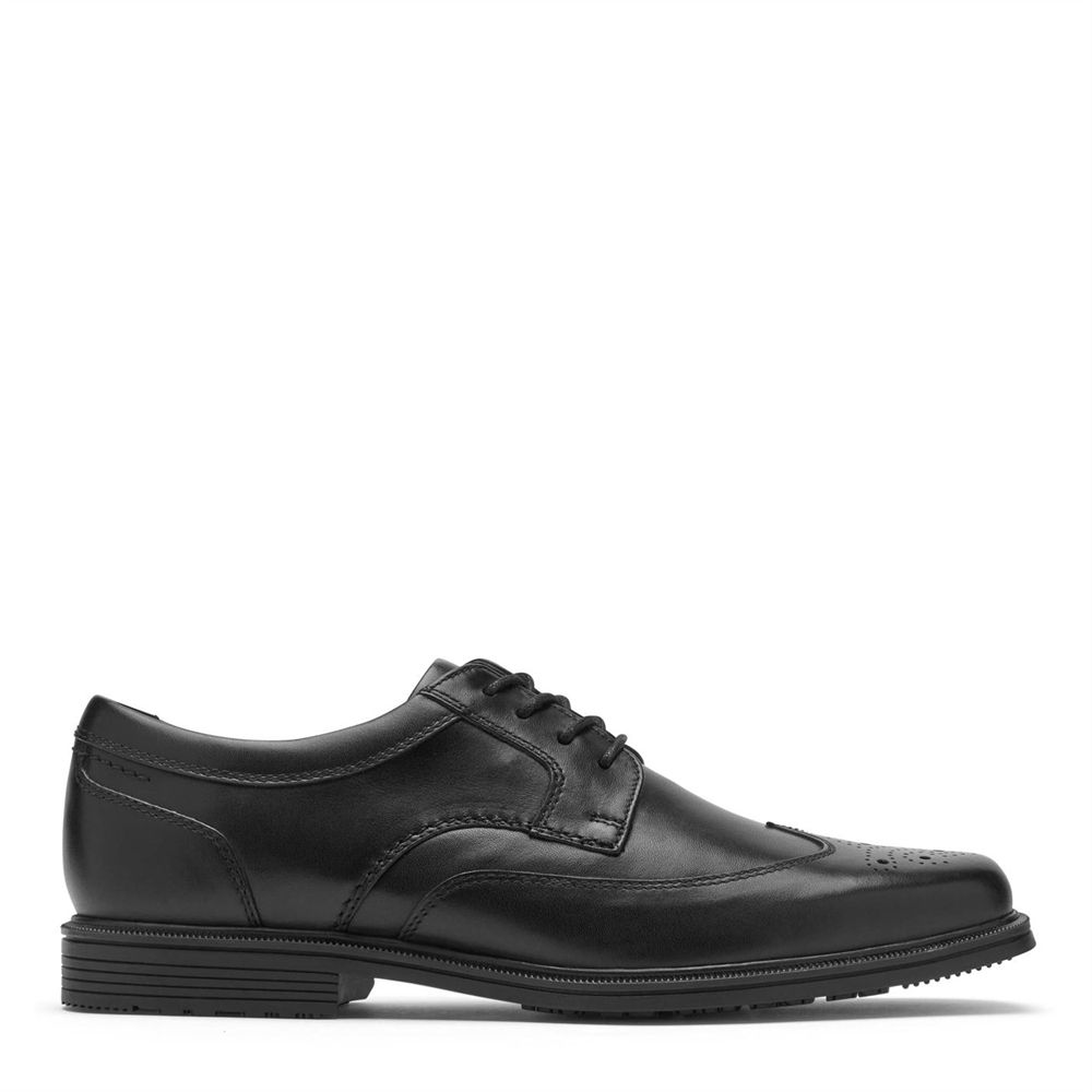 Rockport Canada Taylor Wing - Mens Oxfords Black (JVH095281)